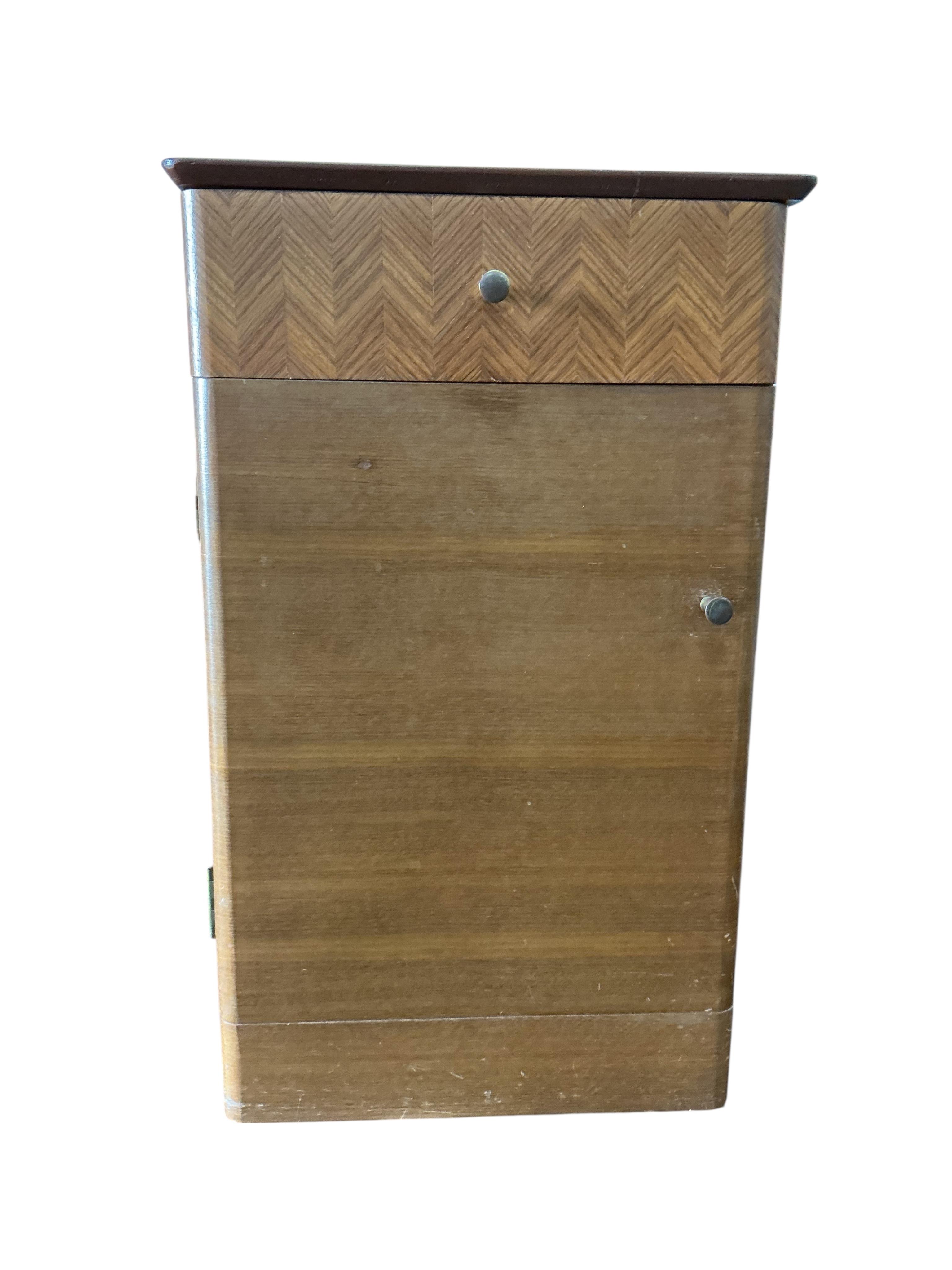 A mid century Uniflex teak bedside cabinet, width 37cm, depth 34cm, height 61cm